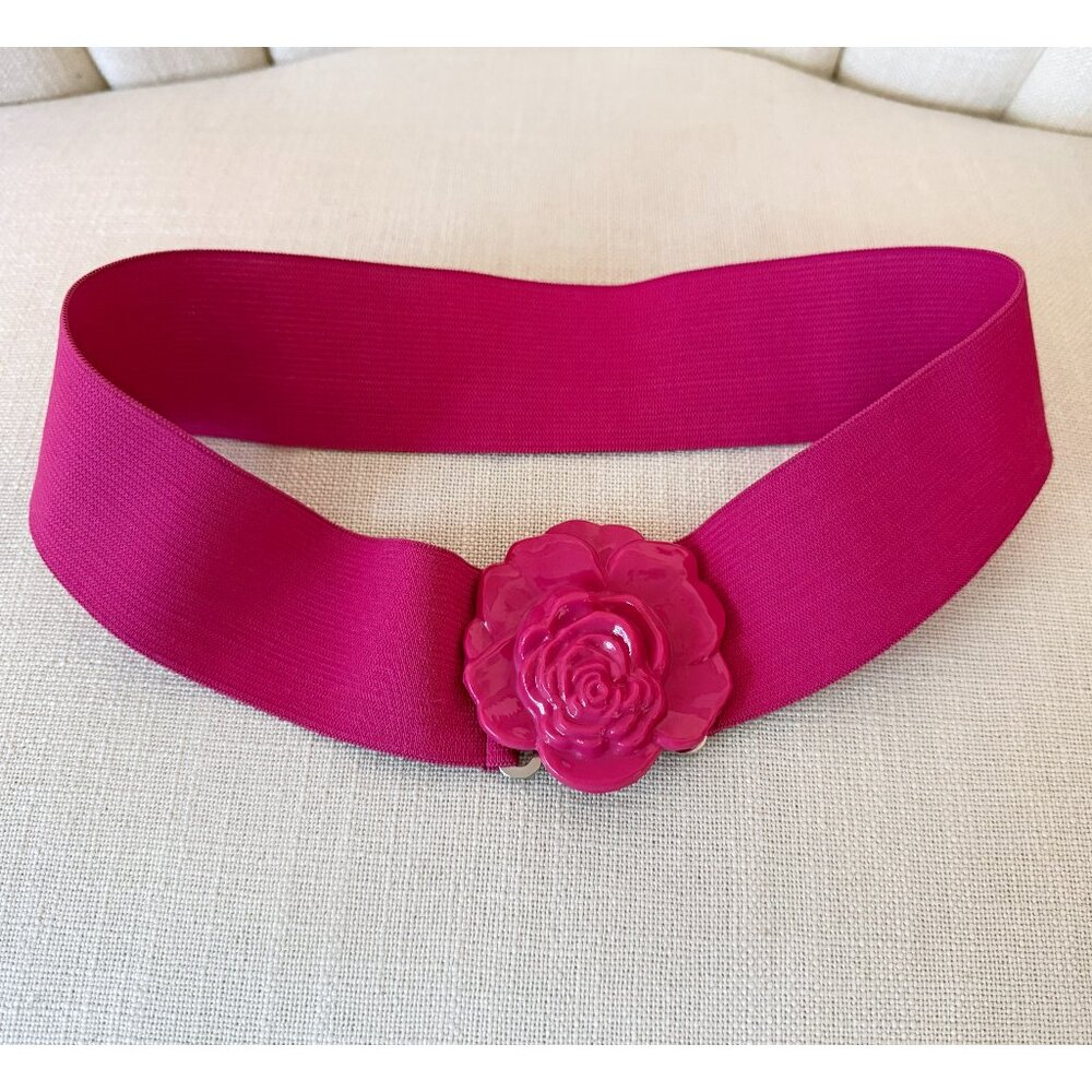wide elastic waist cinch ROSE belt 80s retro vintage style Barbie PINK fashion
